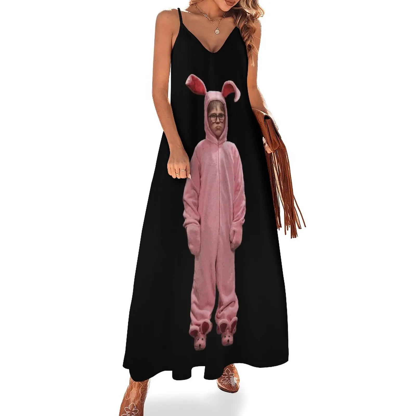 Ralphie The Christmas Story Movie Pink Easter Bunny Pjs Abito Senza Maniche Tuta Estiva Da Donna