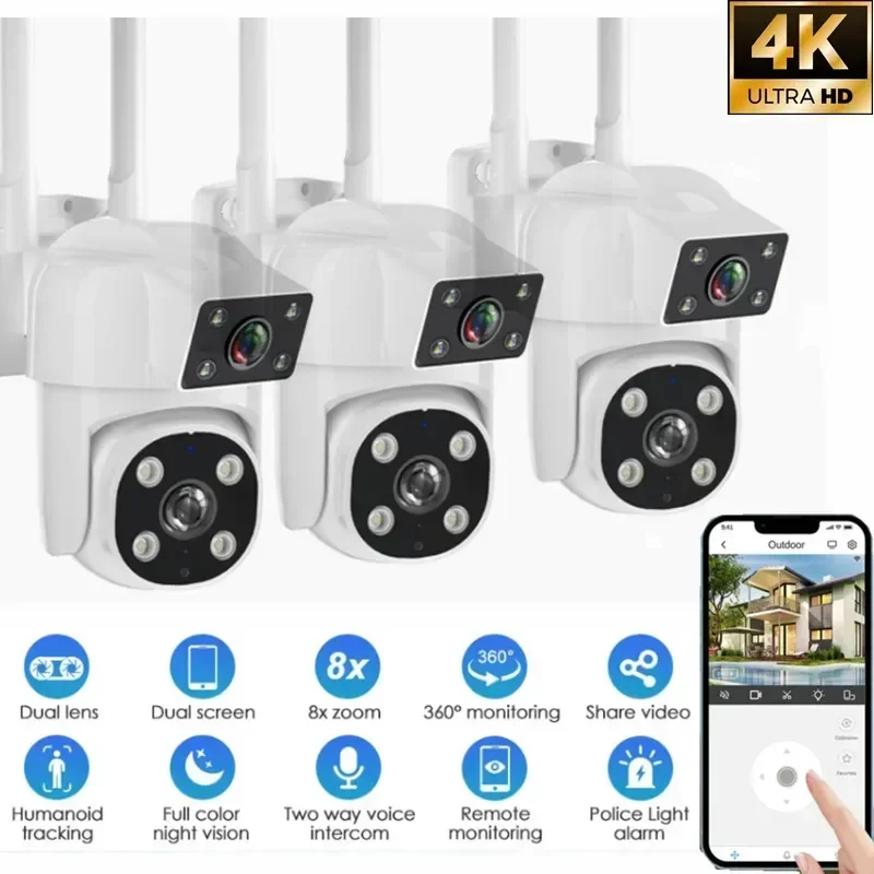 8Mp Ptz Wifi Ip Camera Outdoor Full Color Night Vision Videosorveglianza Ai Human Tracking Cctv Wireless Ip Ptz Camera Ottica