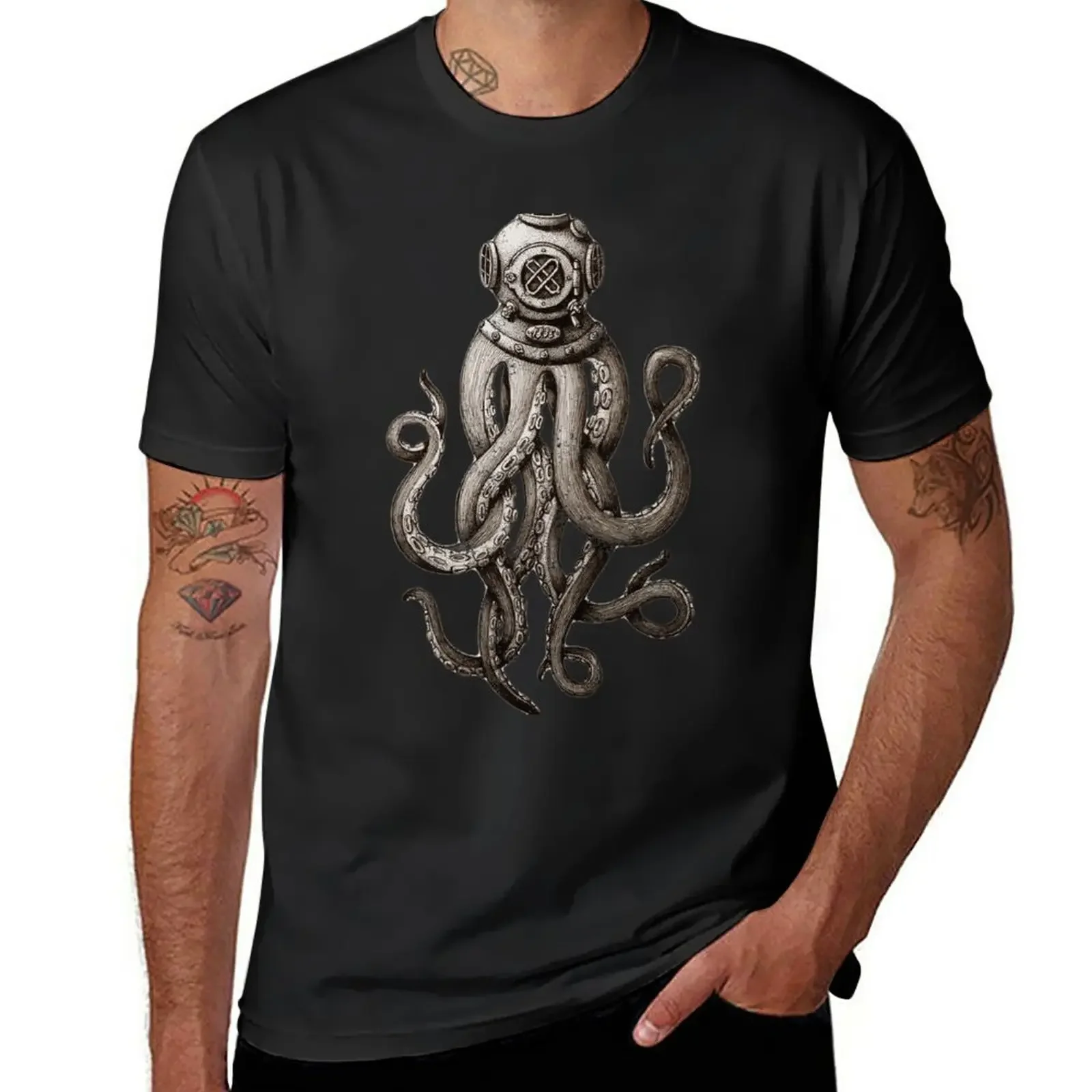 Strano Vintage Scuba Diving Octopus Kraken T-Shirt E Regali T-Shirt Magliette Estive Magliette Semplici Da Uomo