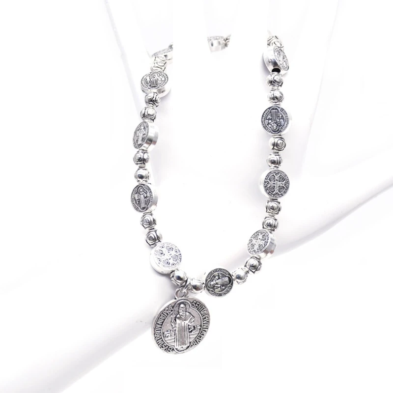 652F Gesù Per Croce Bracciale Argento Colore Gesù Gioielli Rosario Centrotavola Sacra Misericordia Sante Bracciale Con