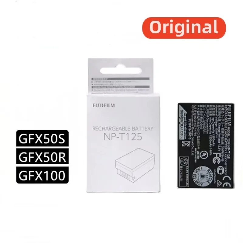 100% Originale 1250Mah Per Fujifilm Np-T125 Gfx50S Gfx50R Gfx100 Npt125 T125 Caricabatteria Per Fotocamera