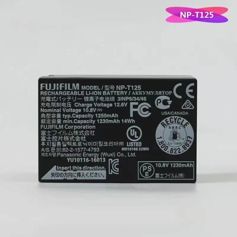 100% Originale 1250Mah Per Fujifilm Np-T125 Gfx50S Gfx50R Gfx100 Npt125 T125 Caricabatteria Per Fotocamera