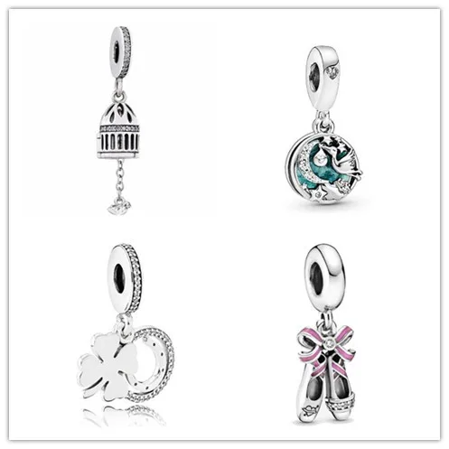 925 Sterling Silver Bead Charm Pink Ballerina Shoes Ciondola Charm Fit Pan Bracciali E Collana Donna Gioielli Fai Da Te