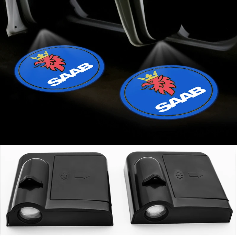 1/2Pcs Car Door Welcome Light Logo Proiettore Ghost Shadow Lights Per Saab Scania 9-3 93 9-5 9 3 9000 9 5 Emblem Accessori Auto