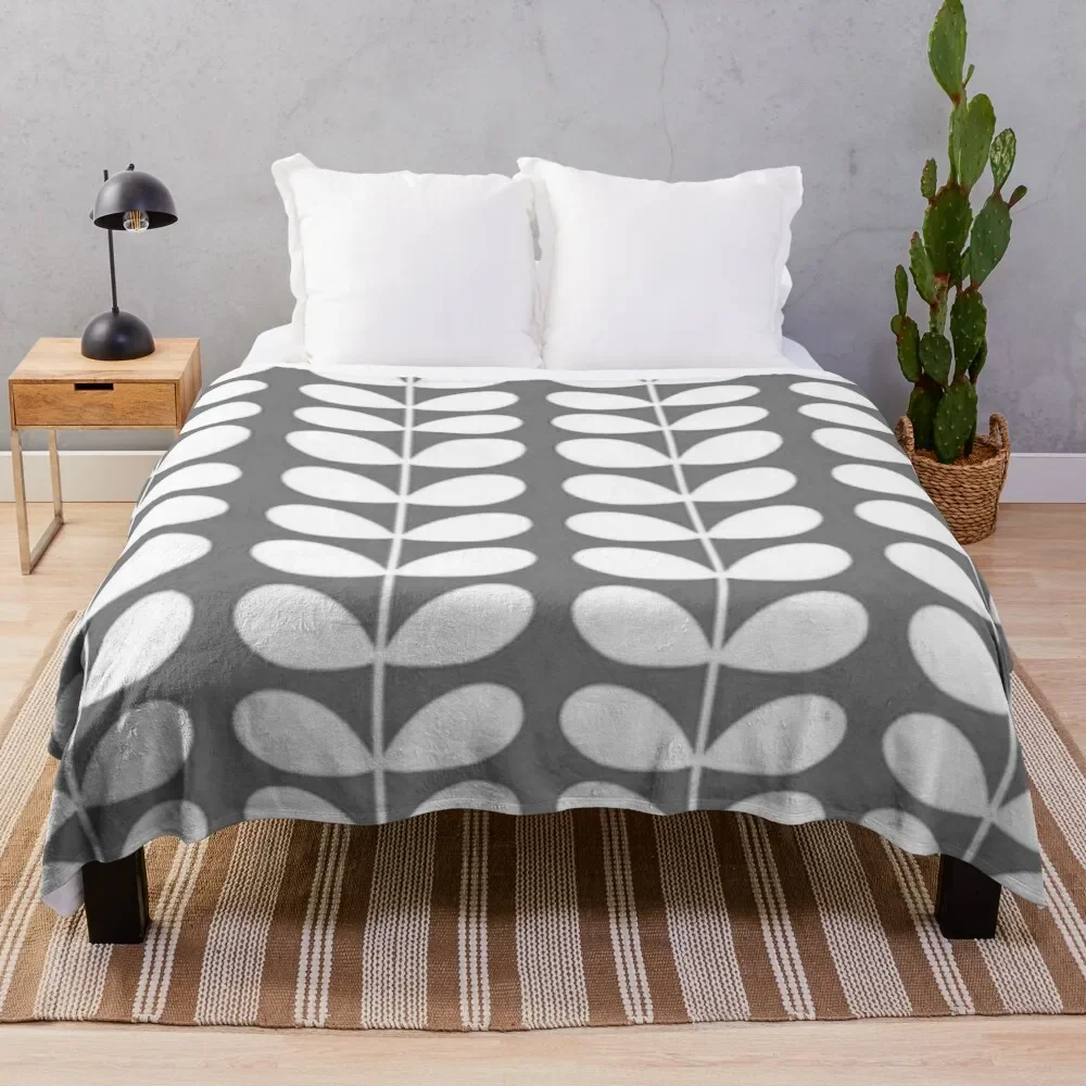 Orla Kiely Multi Stem, Grigio, Bianco, Modello Kiely, Orla Kiely Coperta Floreale Coperte Per Divani Thins Coperte Di Flanella