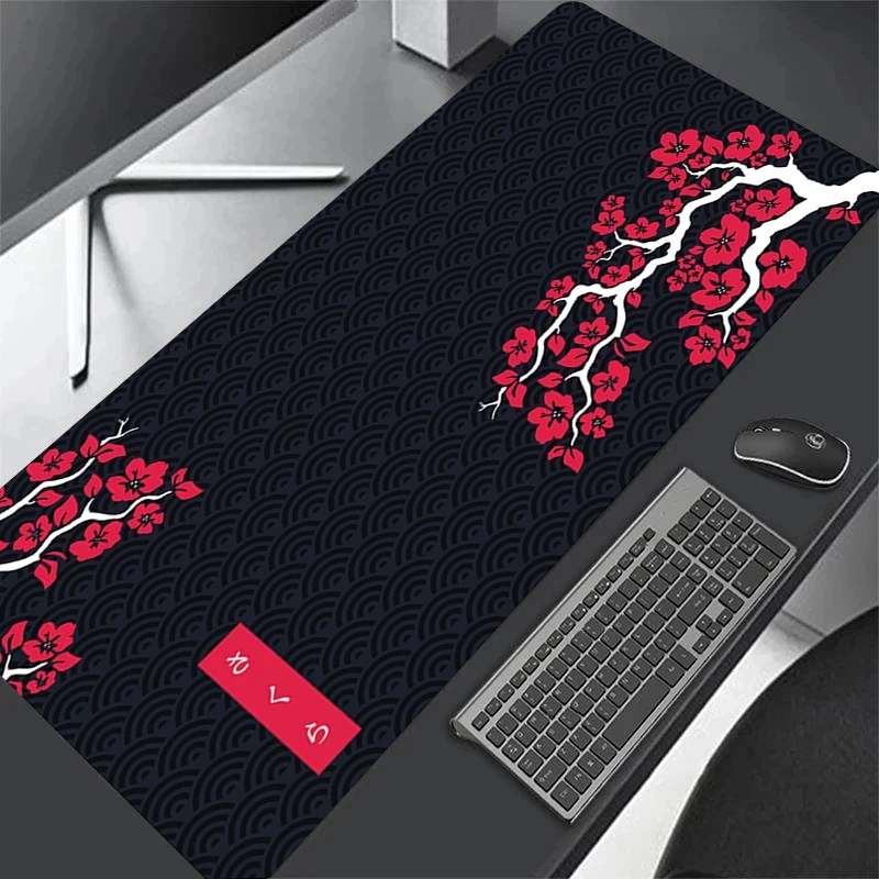 Pink Cherry Blossoms Mousepad Home Computer Table Large Pc Mouse Pad Tastiera Art Sakura Mause Tappeto Accessori Per Ufficio Tappetino Da Scrivania