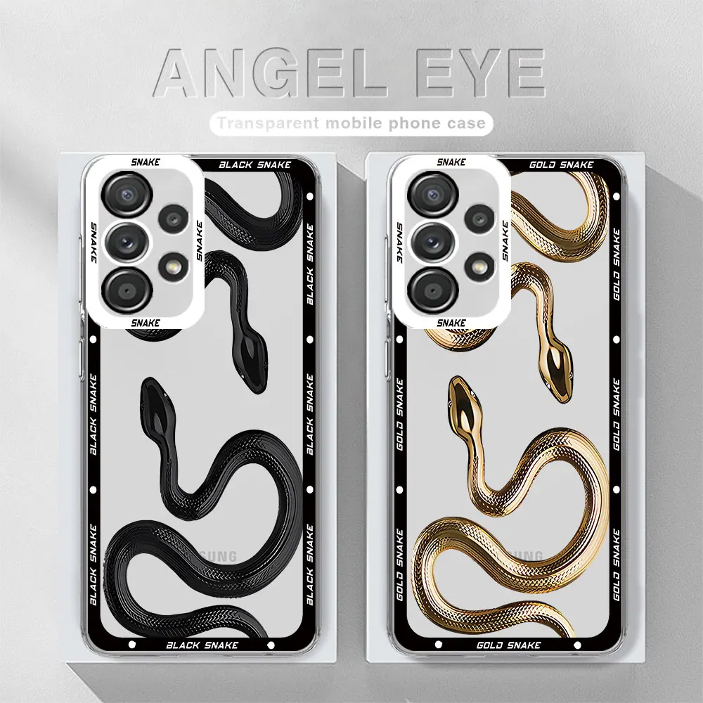 Custodia Per Samsung Galaxy A51 4G A21S A32 A12 A31 A50 A22 A52 5G A72 A71 Luxury Snake_Snake Rose Skull Blvck Cover