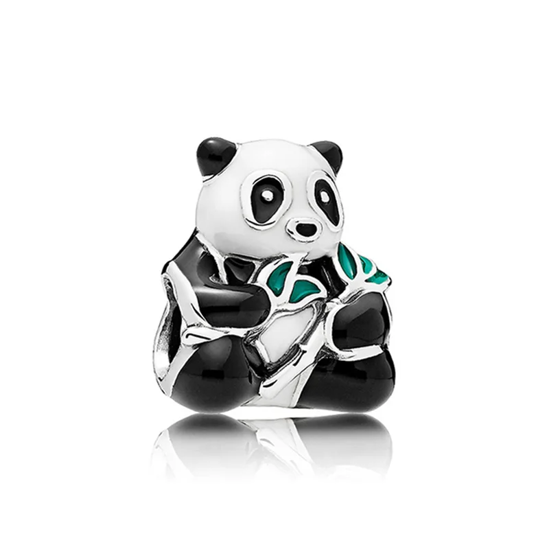 Autentico 925 Sterling Silver Bead Sweet Panda Bear Charm Fit Pandora Women Bracciale Bangle Gift Gioielli Fai Da Te