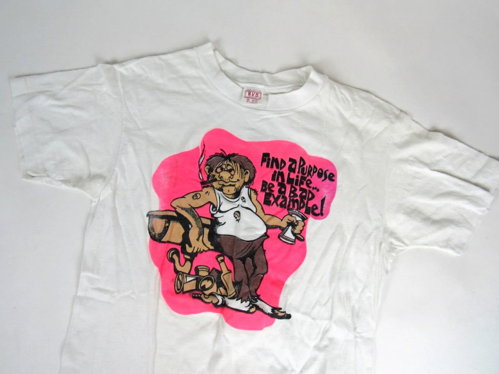 Vtg 60S 70S Sii Un Cattivo Esempio Day Glo T Shirt Bvd 1960S Divertente Comic Novità Biker