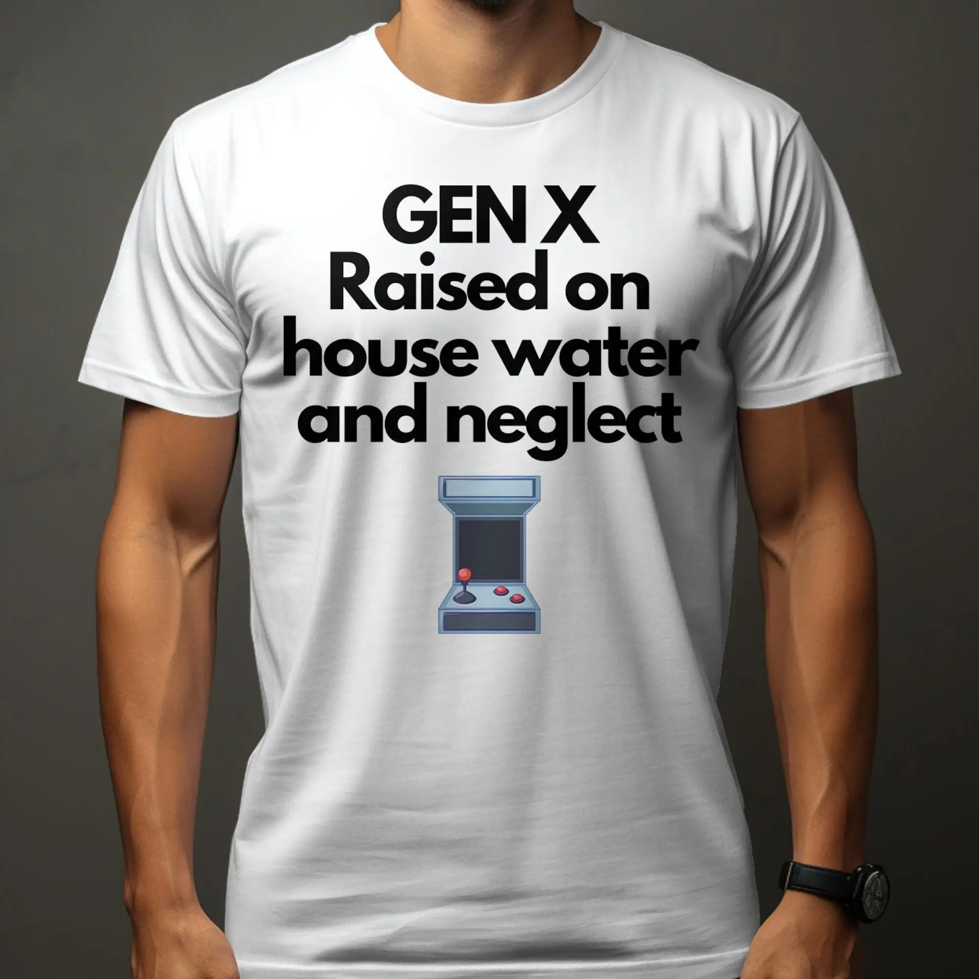 Gen X T Shirt Rialzata In Casa Water And Carve Retro Arcade Console Di Gioco Nostalgico Anni '90 Vintage Style Gamer Top