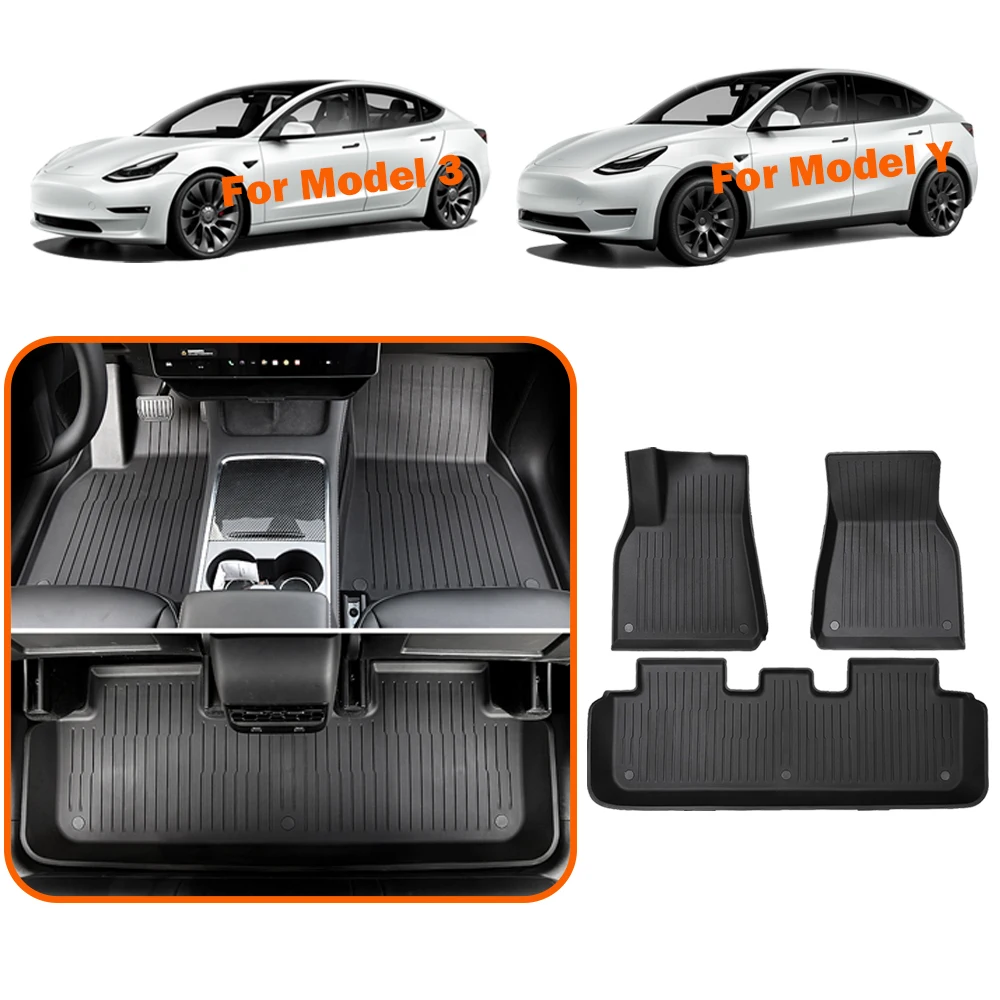 Per Tesla Model 3/Y Tappetino 2017-2023, Per Accessori Auto Tesla Interni Tpe 3D All Weather Antiscivolo Impermeabile Inodore Flo