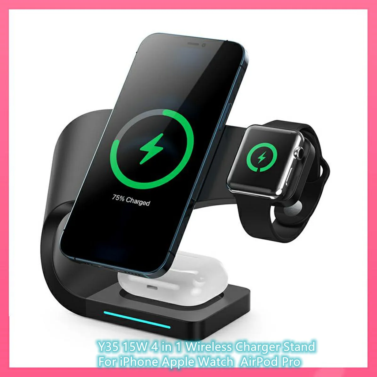 15W 4 In 1 Wireless Charger Stand For Iphone 13 12 11 Xs Xr X Fast Charging Dock Station For Apple Watch 6/5/4/3/2 Airpod Pro