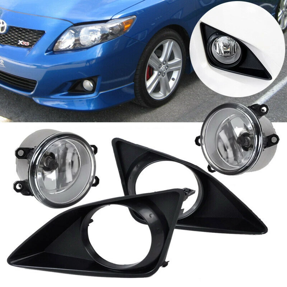 Front Bumper Clear Lens Fog Lights Lamps Grille Cover For Toyota Corolla 09-10