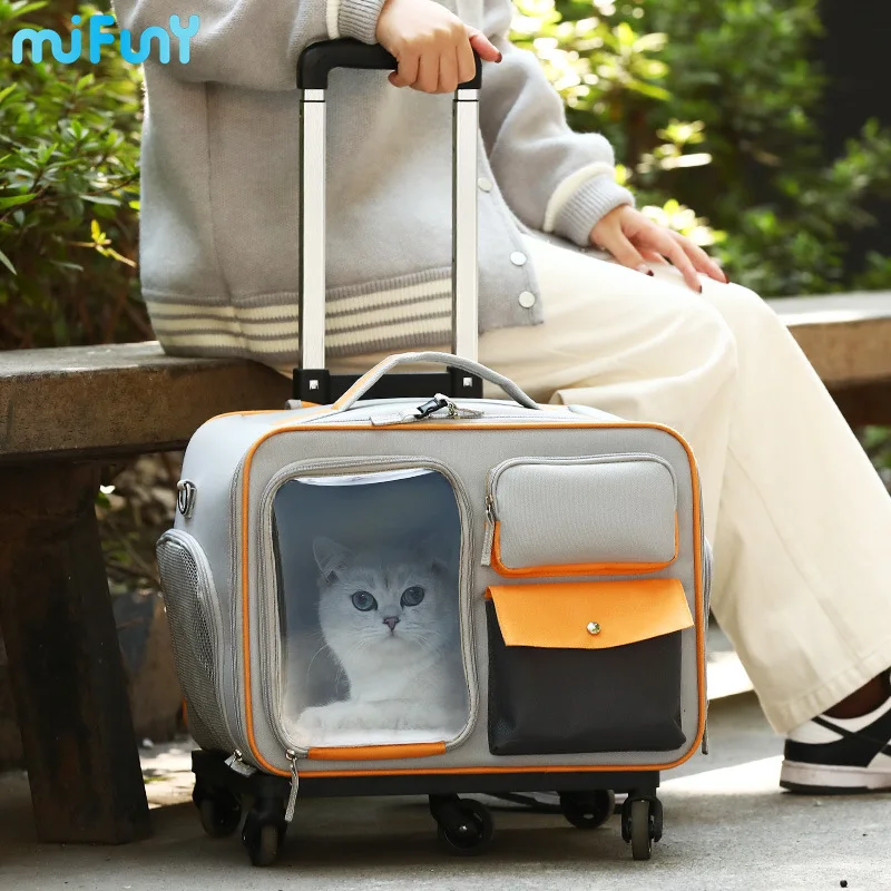 Mifuny Pet Rolling Bagagli Cane Gatto Portatile In Uscita Pet Trolley Case Multifunzionale Crossbody Zaino Borsa Staccabile