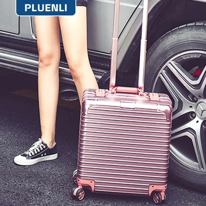 Custodia Per Imbarco Pluenli Ruota Universale Trolley Con Telaio In Alluminio Custodia Per Hostess Femminile Computer Password Bagagli Piccola Imbarco