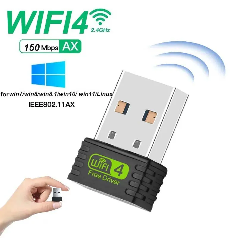 2.4Ghz 150Mbps Scheda Di Rete Wireless Wifi 4 Adattatore Usb Unità Gratuita Usb Ethernet Wifi Dongle Ricevitore Scheda Lan Per Pc Laptop