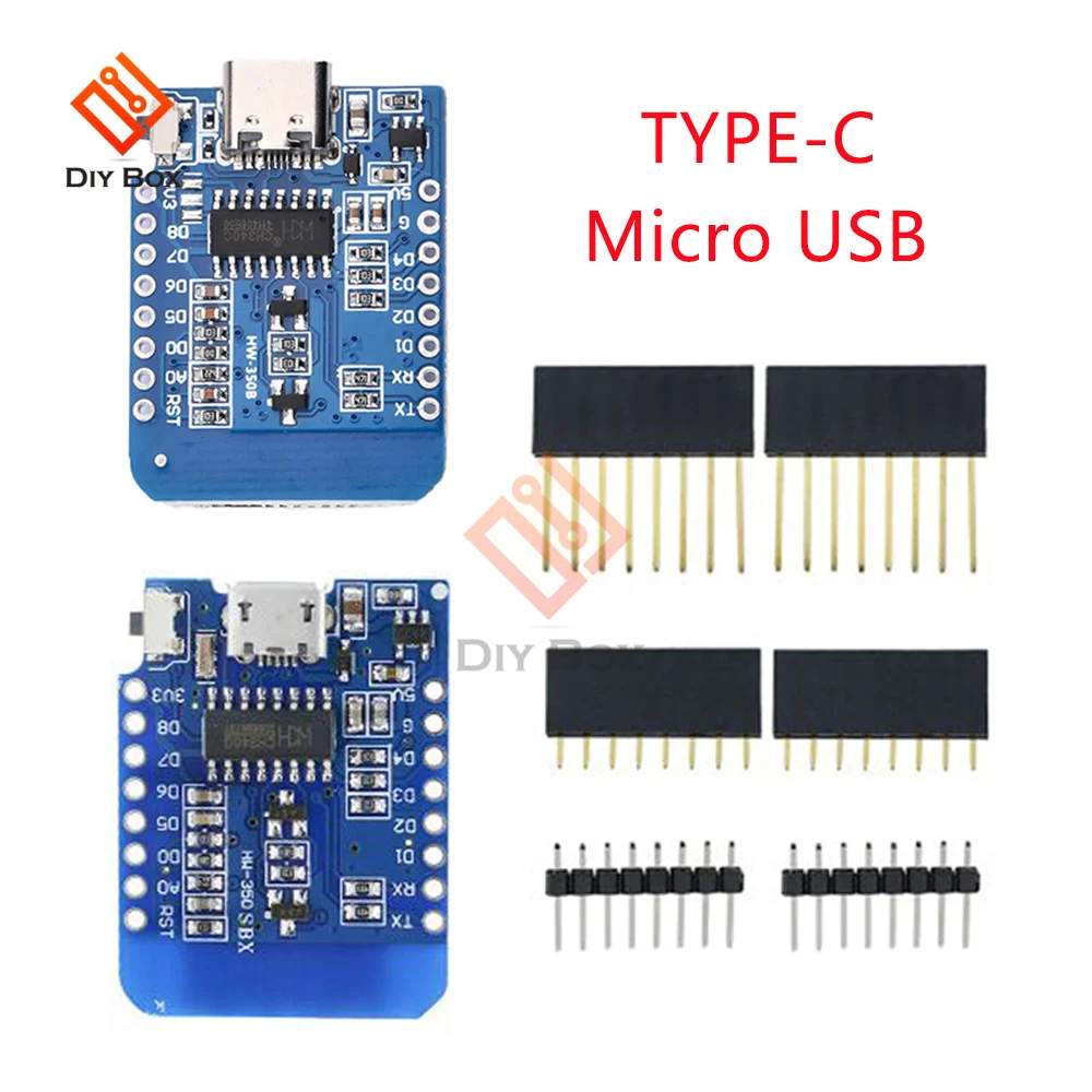 D1 Mini Esp8266 Esp-12 Esp-12F Ch340G Micro Usb Type-C Wemos D1 Mini Wifi Development Board3.3V Con Pin