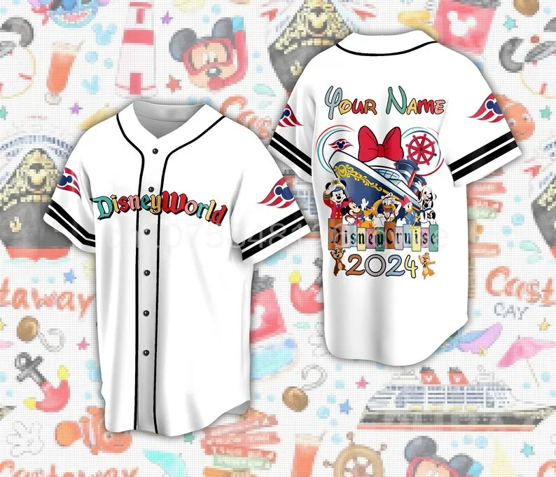 Mickey Mouse Disney 50Th Anniversary Walt Disney World 3D Baseball Jersey Disney Baseball Jersey Fashion Casual Shirt