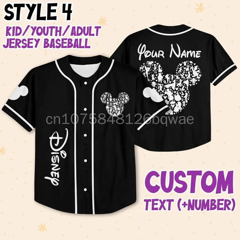 New Mickey Mouse Disney 50Th Anniversary Walt Disney World 3D Baseball Jersey Disney Baseball Jersey Fashion Casual Shirt
