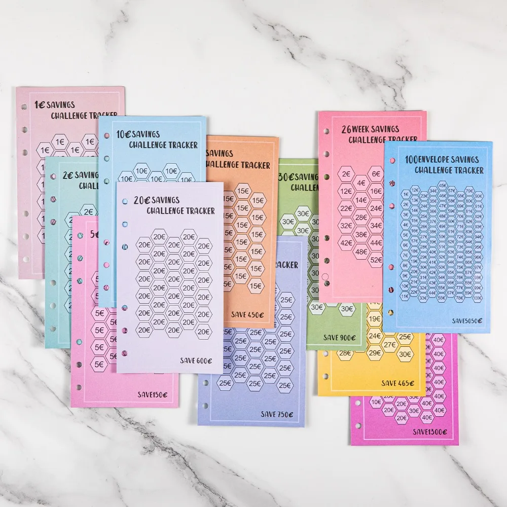 48Pcs A6 100 Buste Eave Money, 52 Settimane Save Challenge, 30 Giorni Di Risparmio, Buste In Contanti In Euro Usd Budget Planner Facile Da Risparmiare