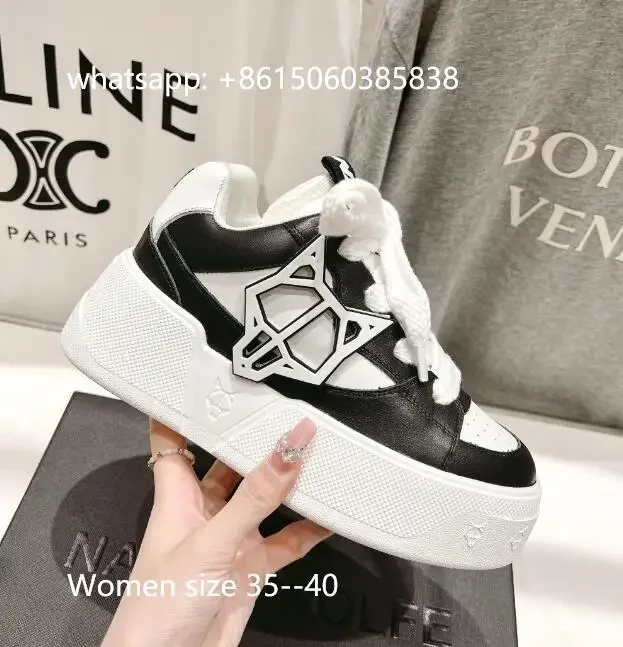 Naked Wolfe City Platform Sneakers 3D Rubber Wolfe Heads Sports Xtra Thick Cotton Lace Versatili Sneakers In Pelle Con Suola Spessa