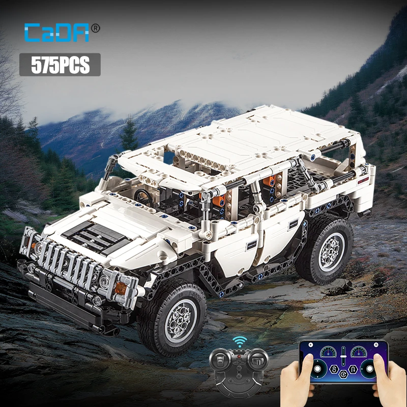 Cada 575Pcs Warrior H2 Remote Control Car Building Blocks City Racing Car Awd Suv Rc Bricks Regali Giocattoli Per Bambini