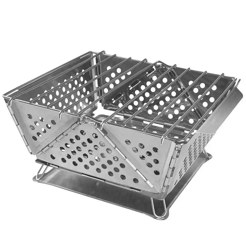 Stufa A Legna Portatile Mini Griglia Per Barbecue Pieghevole In Acciaio Inossidabile Stufe A Legna Portatili Bruciatore Griglia Per Barbecue A Carbone