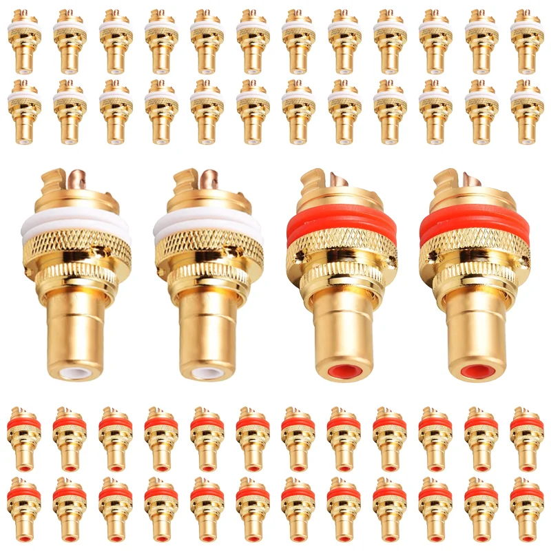 5/20Pcs Audiophile Rca Femmina Rca Jack Plug Rame Placcato Oro Cmc Rca Socket Per Altoparlanti Terminali Audio Wire Connectors Panel