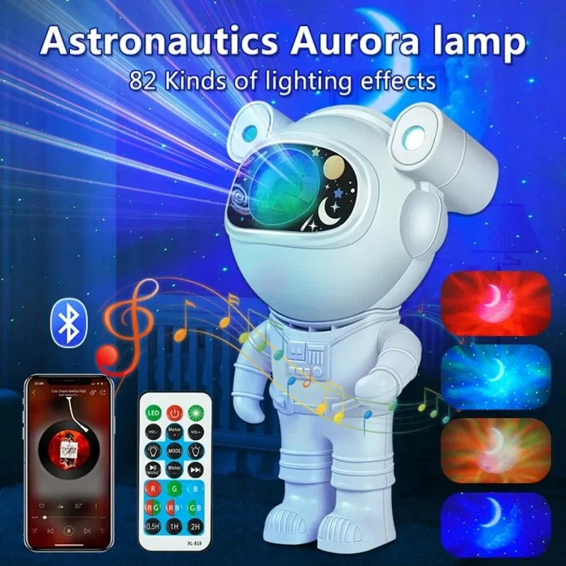 Astronauta Galaxy Star Projector Sticker Fai Da Te Bluetooth Music Space Projector Light Nebula Led Night Lamp Per La Casa Dec Kids Gift
