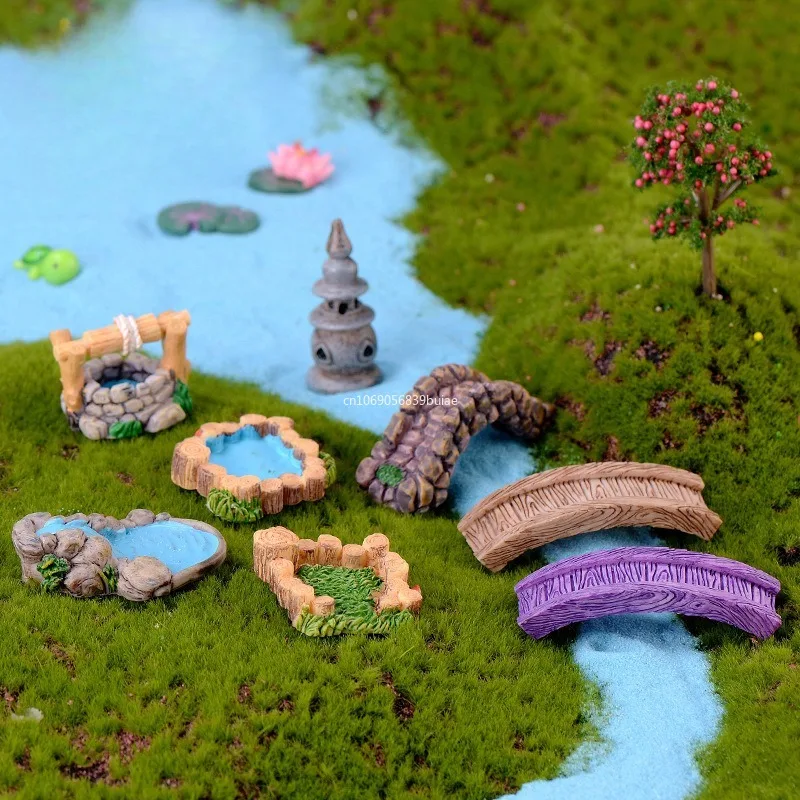 Miniature Landscape Fairy Garden Accessori Mini Faro Water Well Bridge Cottage Ornamento Diy Miniature Garden Decorarion