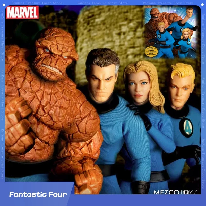 Original Marvel Fantastic Four Mezco One:12 The Thing Invisible Woman Pvc Anime Action Figurine Statue Model Collection Gift
