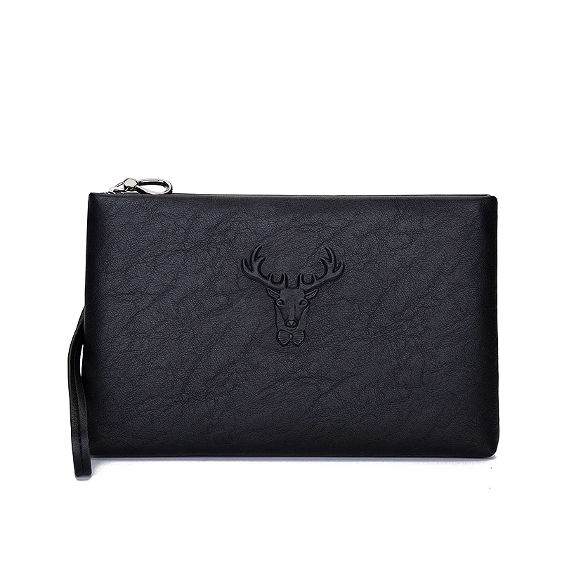Fashion Solid Pu Leather Deer Head Pattern For Men Borsa Portatile Busta Card Bag Sacoche Homme Bolso Hombre Designer Luxury Bag