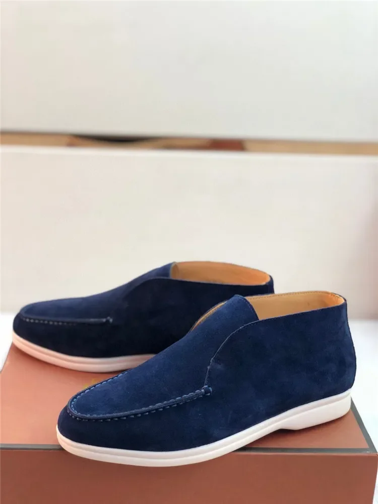 Stivali Chukka Slip-On In Pelle Polacchino Primavera Estate Lussuosi Mocassini Moda Uomo Almond Toe Mens Dress Business Lp Shoes