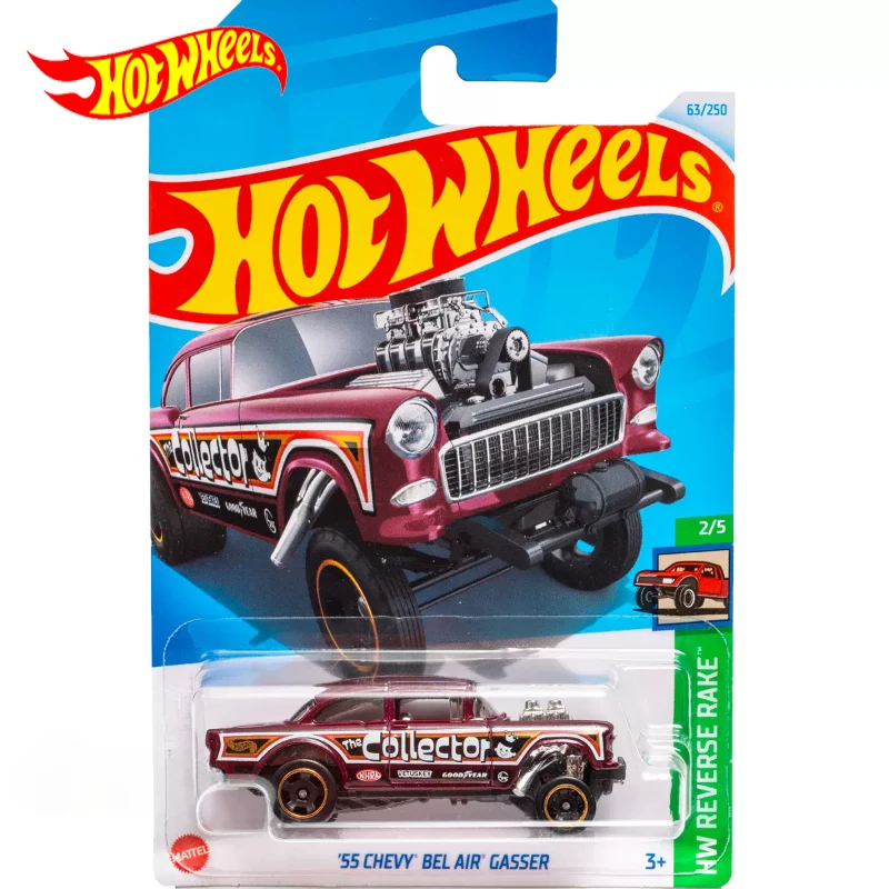 2024G Original Hot Wheels Car 55 Chevy Bel Air Gasser Toys For Boys Lega Voiture Juguetes Reverse Rake Collection Regalo Di Compleanno