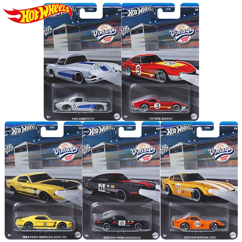 Ufficiale Hot Wheels Car Vintage Racing Club Boy Toys Diecast 1/64 Ford Mustang Boss Toyota Corvette Custom Datsun Maverick Gift