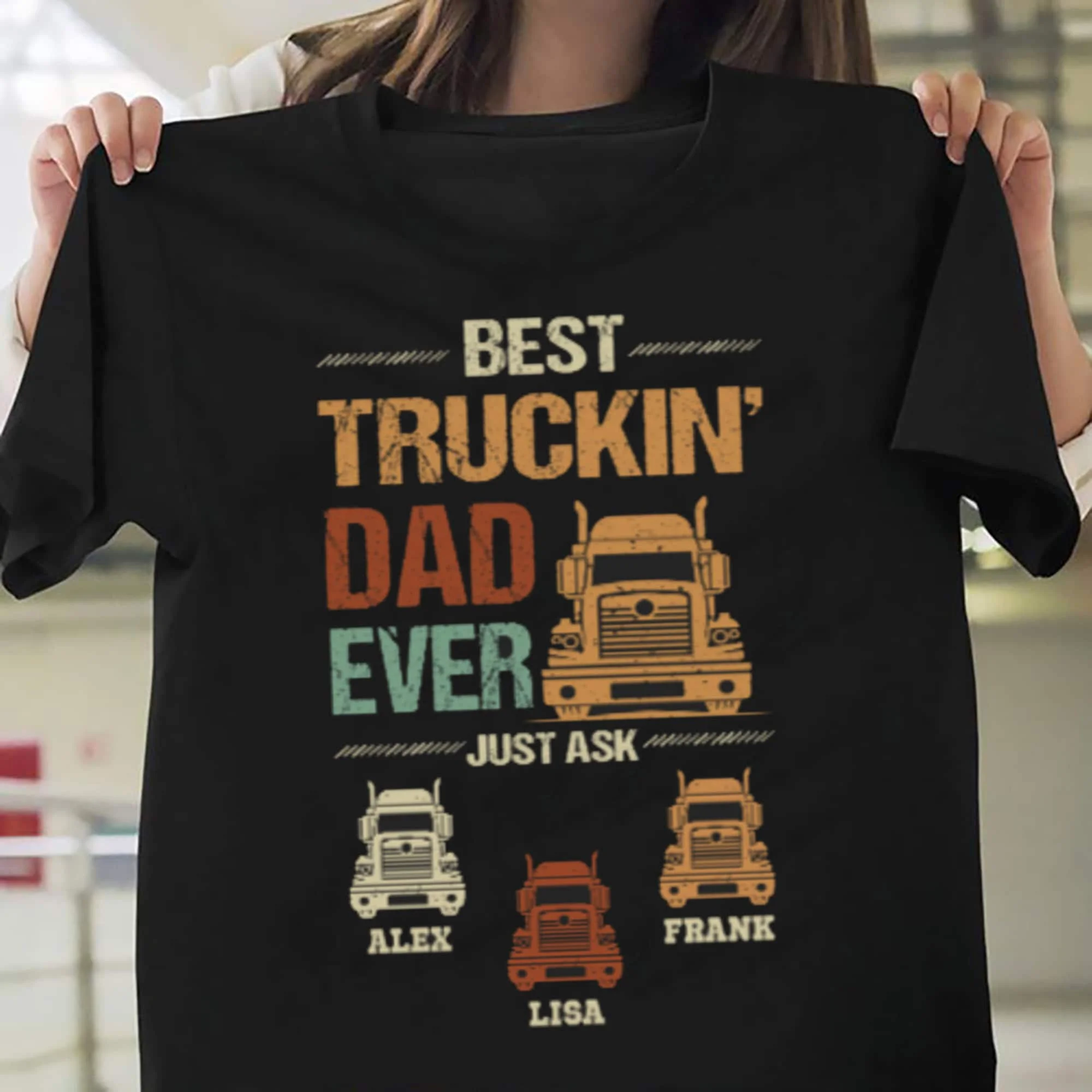 Personalizzato Best Trucking Dad Ever T Shirt Trucking' Daddy Custom Kids Festa Del Papà Natale Per Camionisti Camionisti