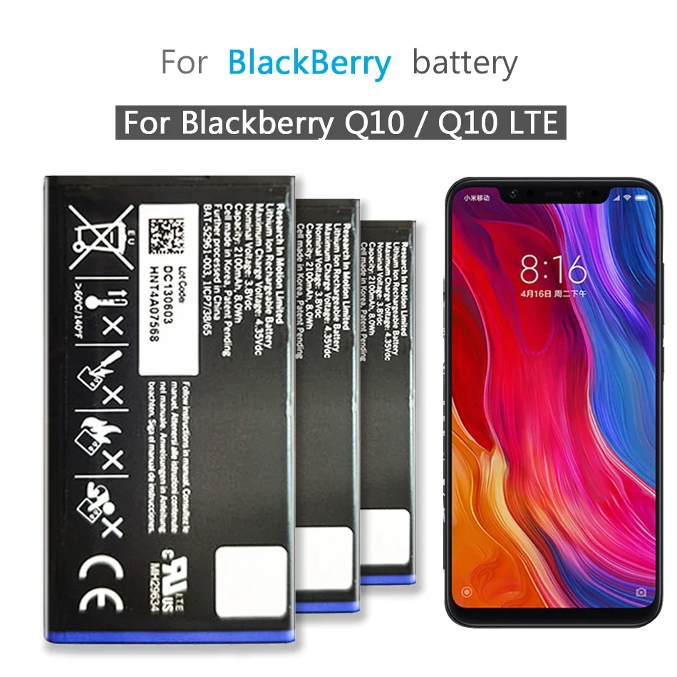 Bat-52961-003 Bat52961003 Batteria Per Cellulare 2100Mah Per Blackberry Q10/Q10 Lte/Q10 Lte Sqn100-1