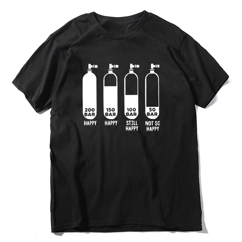 Maglietta Da Uomo Diving Divers 200 Bar Crazy Cotton Tees Scuba Round Collar Abbigliamento Originale