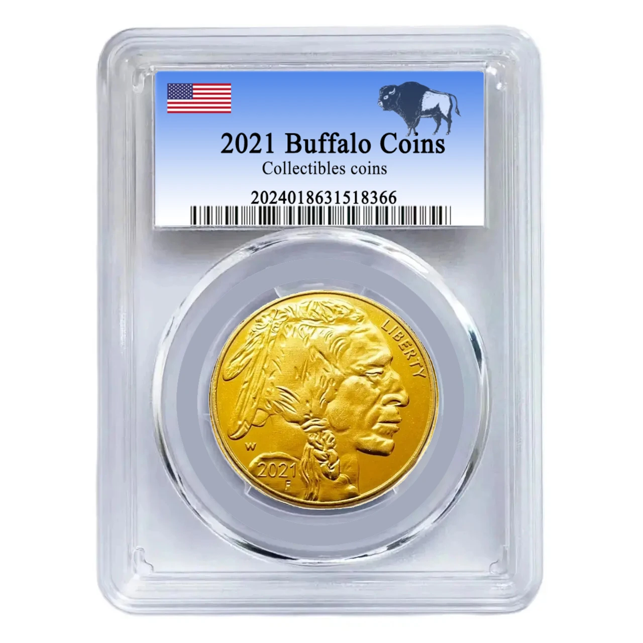 2021 American Indian Buffalo Gold Coins Monete Da Collezione Sigillate Nella Collezione Di Scatole Di Imballaggio Sfida Monete Regali Di Natale