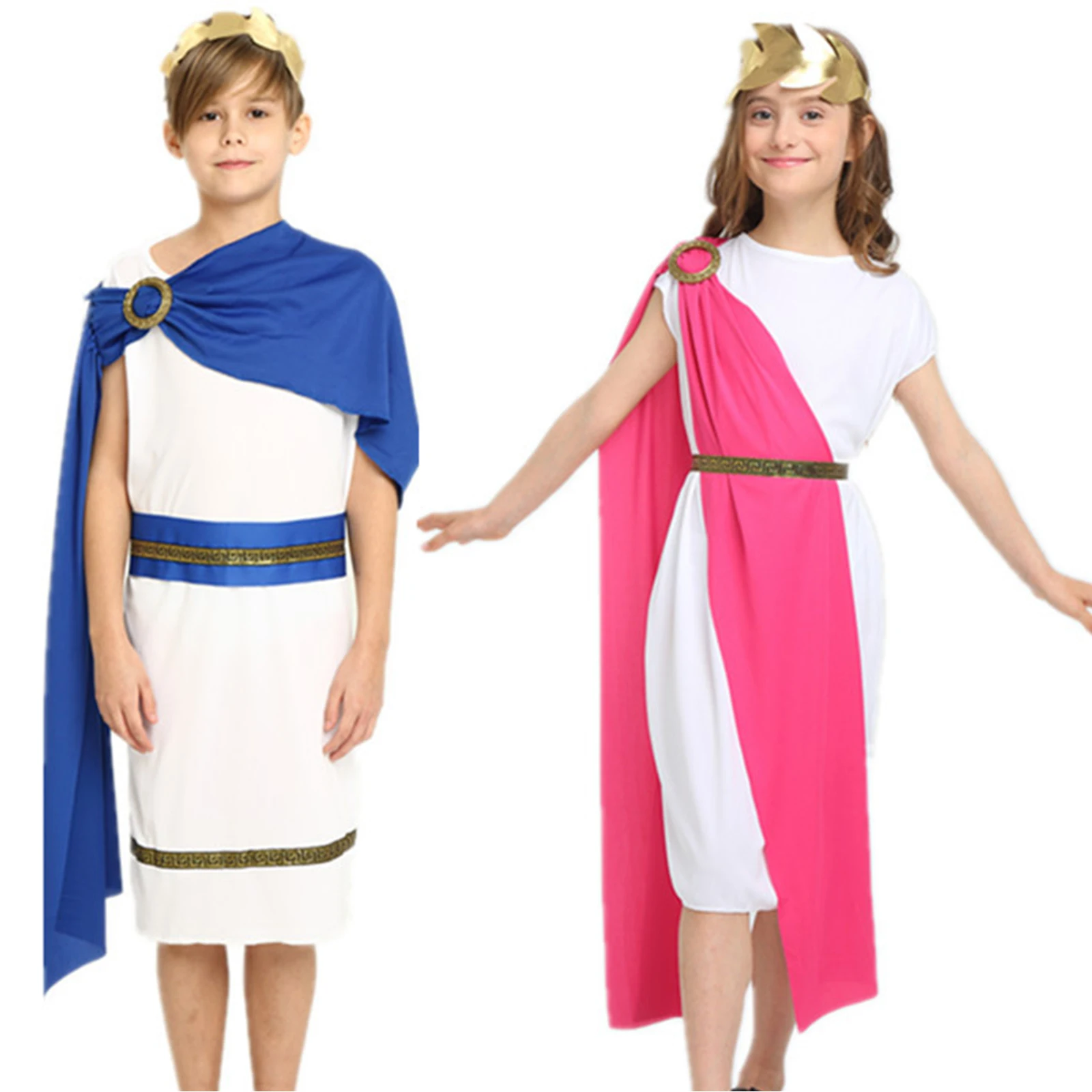 Kids Grecian Rome Tropicers Costumi Cosplay Bambini Halloween Theme Party Dress Up School Stage Performance Abbigliamento
