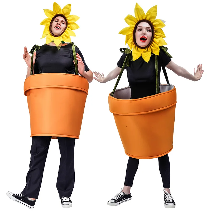 Cosplay Girasole Pianta In Vaso Costume Di Halloween Per Donne E Uomini Coppia Abbigliamento Helianthus Annuus Flower Christmas Dress Up