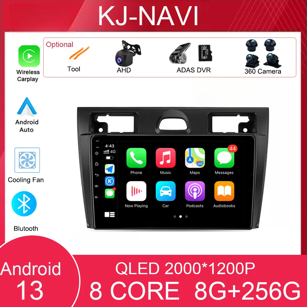 Per Ford Fiesta Mk Vi 5 Mk5 2002 - 2008 9 Pollici Carplay Smart Stereo Android 13 Auto Car Smart System Video Multimediale 4G