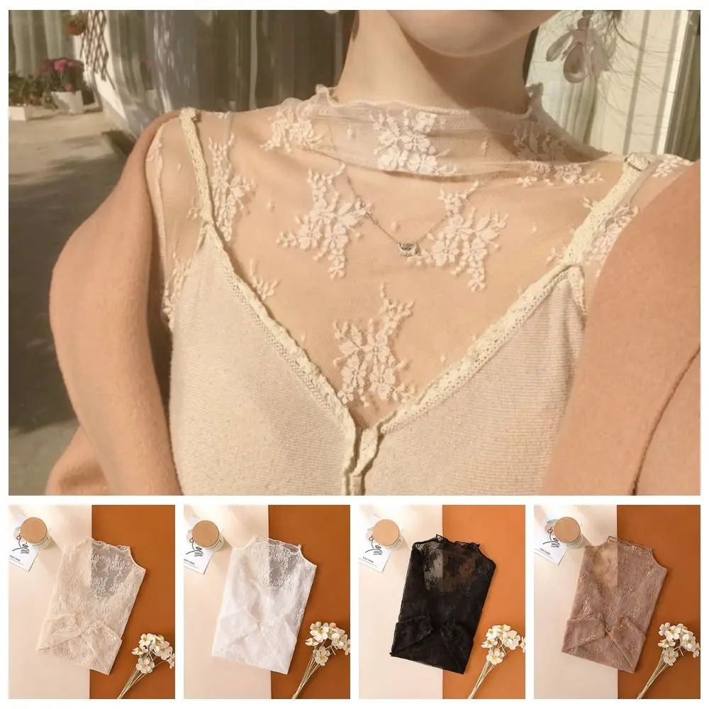 T-Shirt Nera Top New See-Through Mesh Ladies Top Manica Lunga Mesh Sheer Manica Lunga