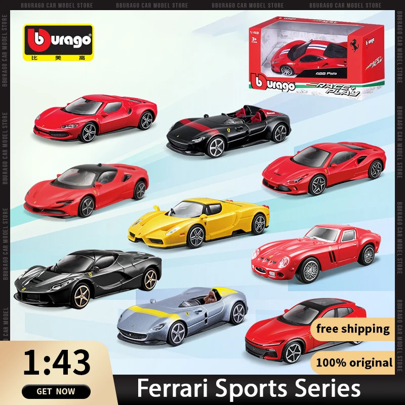 1:43 Ferrari Sports Car Model Laferrari Ferrari Roma Diecast Model Bburago Original Edition Alloy Luxury Vehicle Toy Car Gift