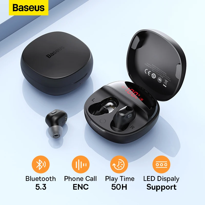 Baseus-Wm01 Plus Fones De Ouvido, Fone De Ouvido Display Led, Redufamiliare, Tws, Fones De Ouvido Com