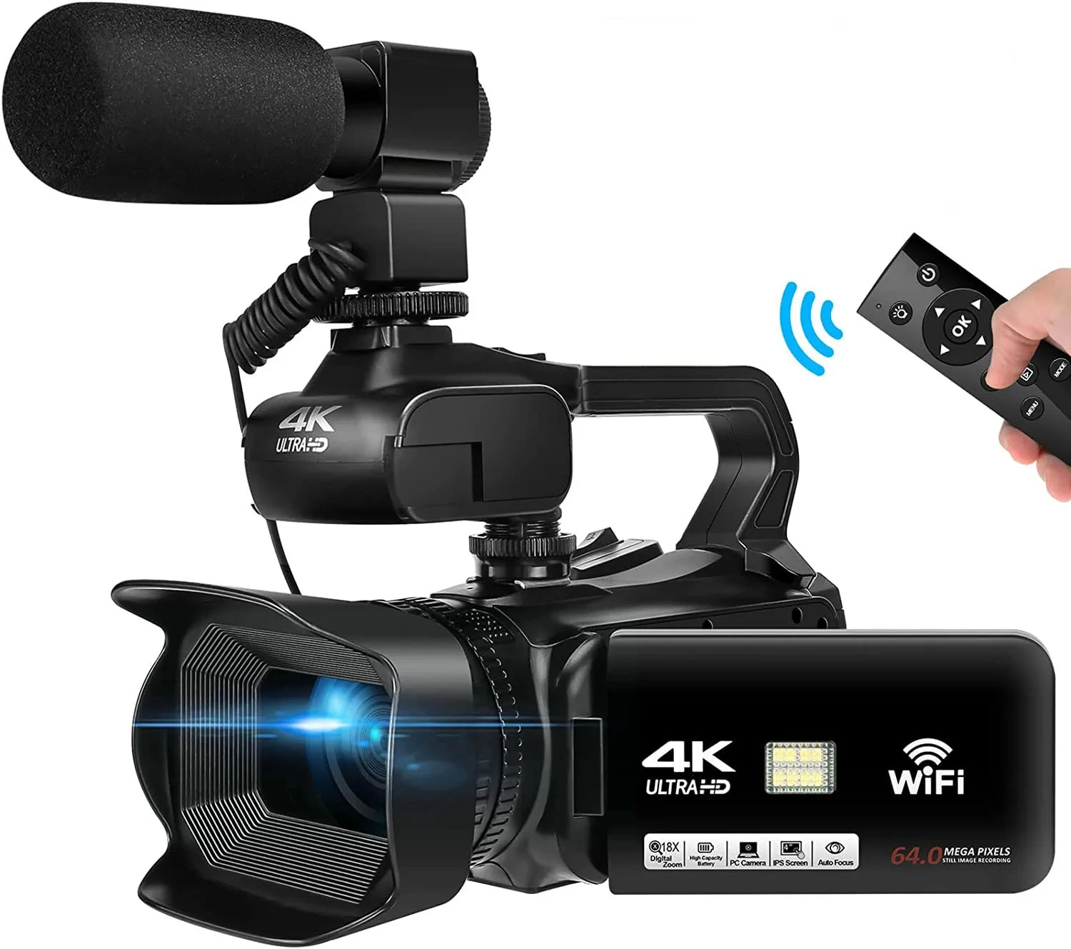 4K Ultra Professional Camcorder Hd 64Mp Streaming Per Tiktok Youtube Camera 4.0 Touch Screen Digital Daily Record Video