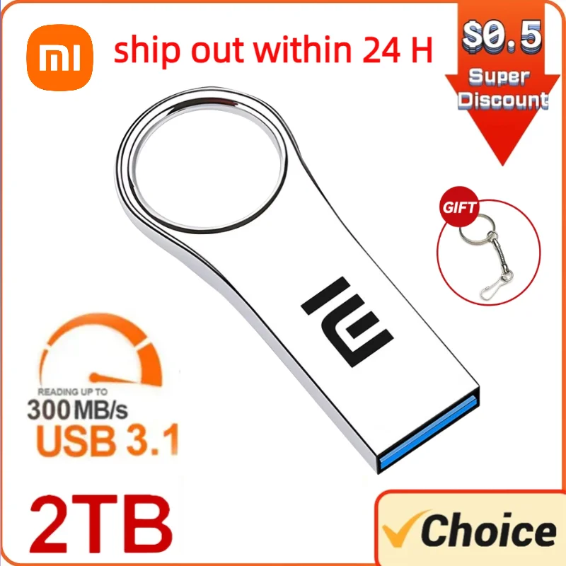 Nuovo 1Tb 2Tb Xiaomi Metal Flash Drive Thumbdrive Pendrive 256Gb 512Gb 128G Impermeabile U Disk Portachiavi Può Essere Fissato Memoria Usb