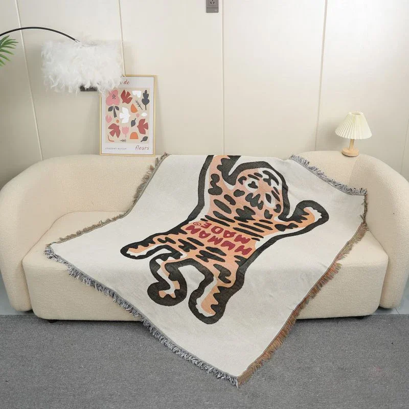 Textile City Ins Human Made Sofa Coperta Spessa Outdoor Camping Mat Tiger Pattern Home Decorare Arazzo Coperta Pisolino 125X150Cm