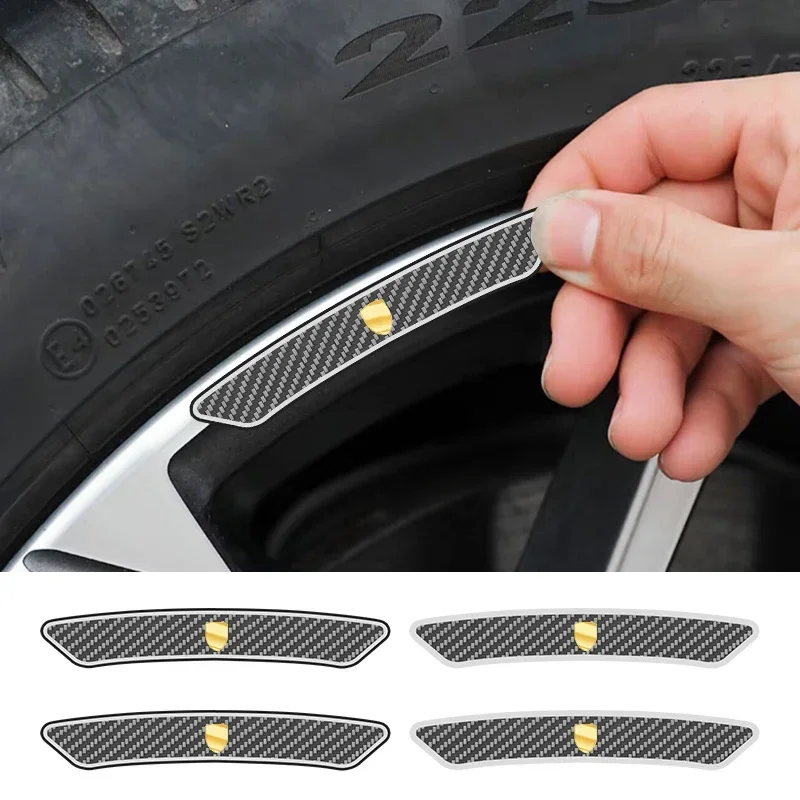 4Pcs Car Wheel Hub Sticker Badge Wheel Brow Decal Per Porsche Panamera Cayenne Macan 911 718 Boxster Taycan Cayman Carrera Gt