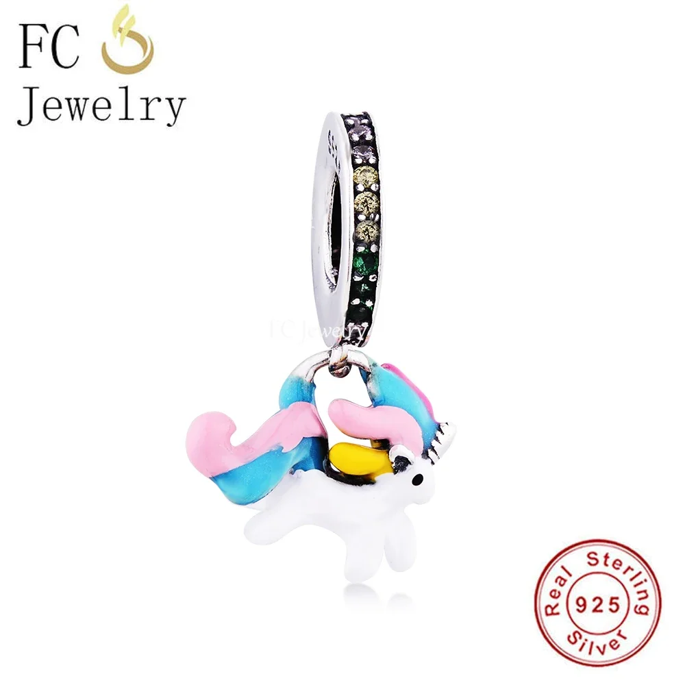 Fc Jewelry Fit Original Charms Bracciale 925 Sterling Silver Rainbow Smalto Little Horse Zirconia Bead Per Fare Le Donne Berloque